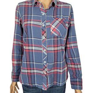 Woolrich Women's Blue/Pink Plaid 100% Cotton Flannel Size M